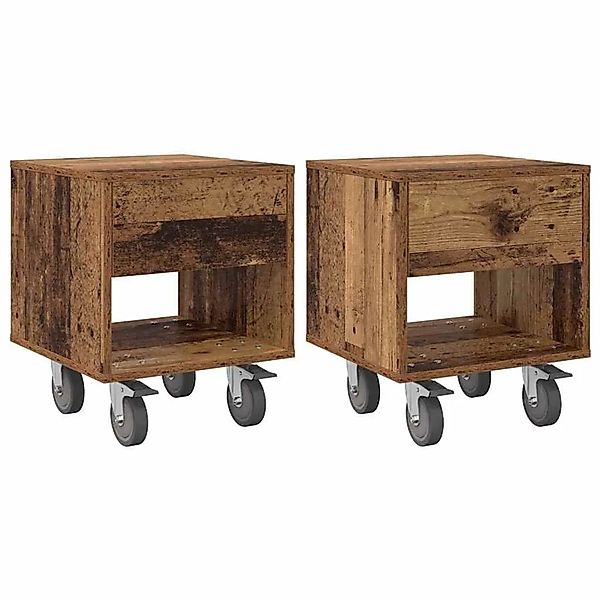vidaXL Nachttisch 2 Stk Altholz 40,5 x 40 x 48 cm Holzwerkstoff 891069 günstig online kaufen
