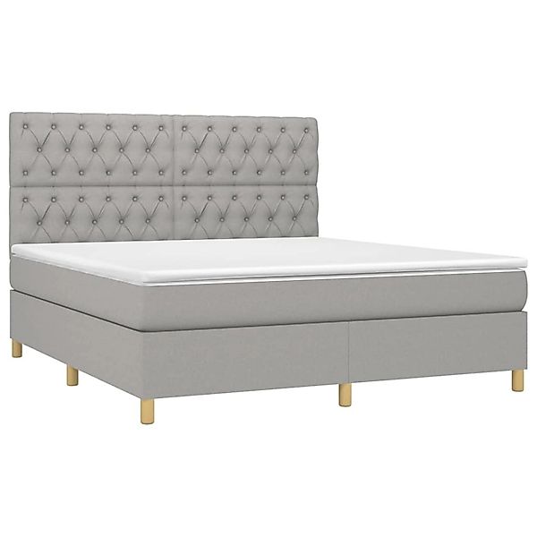 vidaXL Boxspringbett mit Matratze & LED Hellgrau 160x200 cm Stoff 3135685 günstig online kaufen