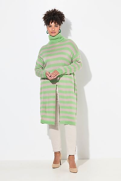 MIAMODA Strickpullover Long-Pullover A-Linie Ringel Saumschlitz günstig online kaufen