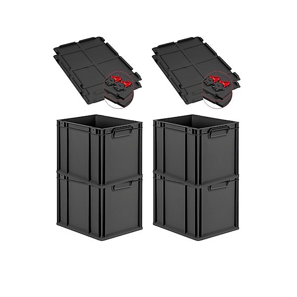 PROREGAL SuperSparSet 4x Eurobox Nextgen Grip Mit Scharnierdeckel Und Roten günstig online kaufen