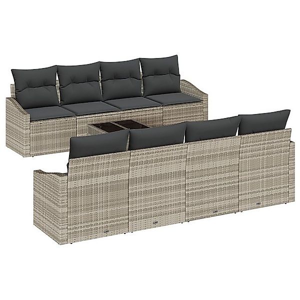 vidaXL Loungesofa 9-teiliges Garten Sofa Set mit Kissen in Hellgrau aus Pol günstig online kaufen