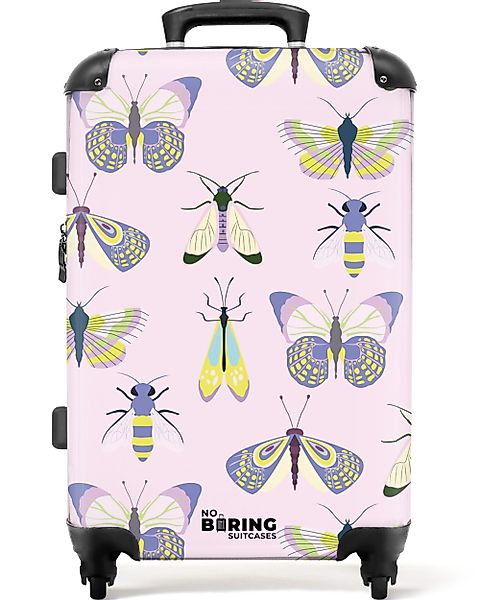 NoBoringSuitcases.com© Hartschalen-Trolley Rosa mit Insekten 67 günstig online kaufen