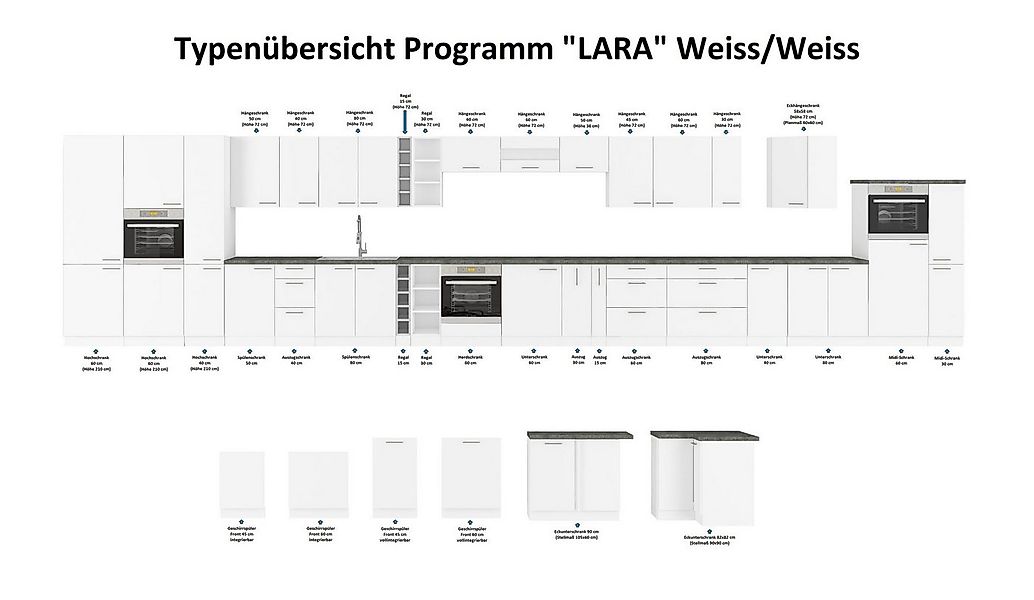 Küchen-Preisbombe Küchenzeile Lara Weiß hochglanz 310 cm Küche Einbauküche günstig online kaufen