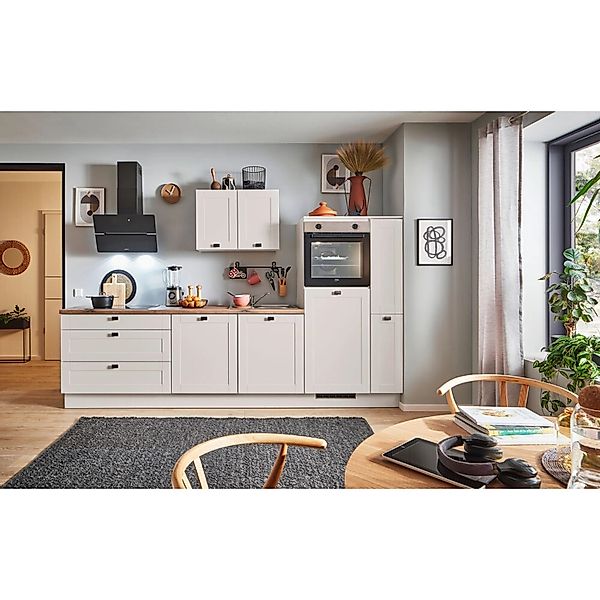 pino Küchenzeile 300cm Kaschmirgrau Matt Anschlag R 1 Geräte-, 1Apothekersc günstig online kaufen