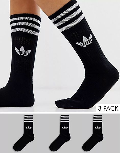 adidas Originals – Schwarze Socken mit Dreiblatt-Logo im 3er-Pack günstig online kaufen