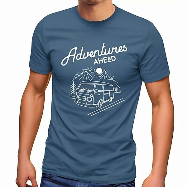 MoonWorks Print-Shirt Herren T-Shirt Bus Retro Abenteuer Adventures Ahead m günstig online kaufen