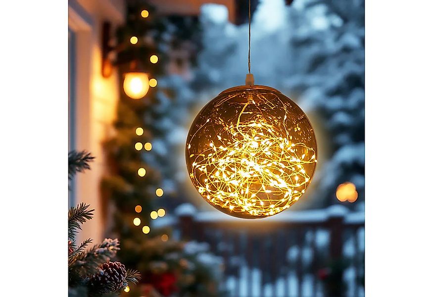Spetebo LED-Dekofigur Weihnachtskugel in bronze zum Hängen für Außen mit 80 günstig online kaufen