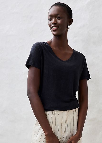 bonprix T-Shirt "Shirt aus reinem Leinen" figurumspielende Passform, Kurzar günstig online kaufen
