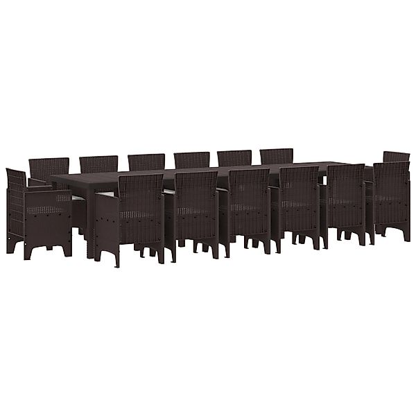 vidaXL 15-Teiliges Garten Essset mit Kissen Braun Poly-Rattan 3378639 günstig online kaufen