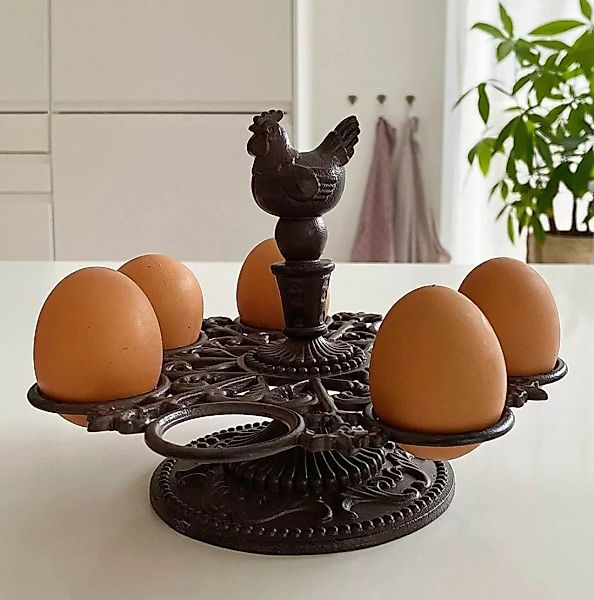 Eierhalter Gusseisen Braun Hahn Eierständer Vintage Eieraufbewahrung Antik- günstig online kaufen