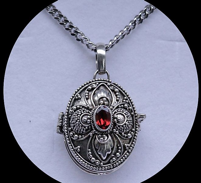 HOPLO Kettenanhänger Medaillon Granatstein Silberkette Anhänger 925 Silber günstig online kaufen