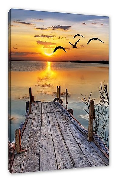 Pixxprint Leinwandbild Steg bei Sonnenuntergang, Steg bei Sonnenuntergang ( günstig online kaufen