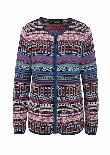 GOLDNER Strickjacke "Kurzgröße Jacquardstrickjacke mit Ringelmuster" Hochwe günstig online kaufen