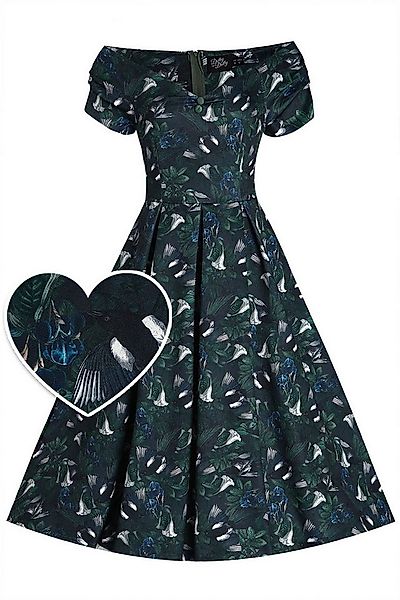 Dolly and Dotty A-Linien-Kleid Lily Green Magpie Off-Shoulder Vintage Retro günstig online kaufen