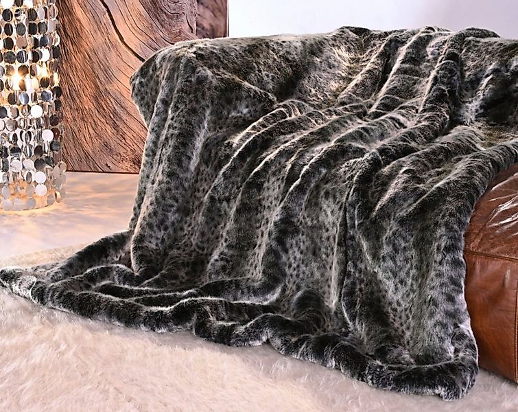 Wohndecke Premium Felldecke (Kunstfell) Wildkatze grau, Wohnen und Accessoi günstig online kaufen