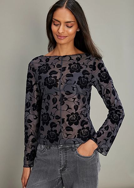 bonprix Langarmshirt "Langarmshirt mit leichter Transparenz" eng anliegende günstig online kaufen