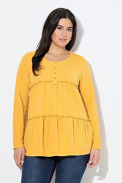 Ulla Popken Longsleeve Shirt Volants A-Linie Rundhals Langarm günstig online kaufen