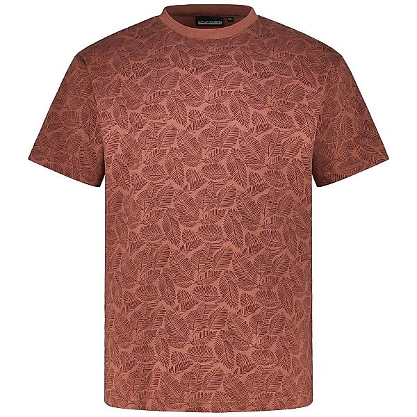 North T-Shirt mit Allover-Muster Farbe braun Größe: 4XL günstig online kaufen