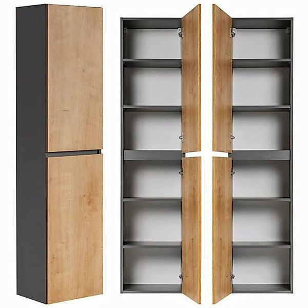 Lomadox Hochschrank MODENA-56 Badezimmer in anthrazit mit Hamilton Eiche Nb günstig online kaufen