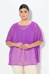 Ulla Popken Druckbluse Chiffonbluse Oversized Rundhals günstig online kaufen