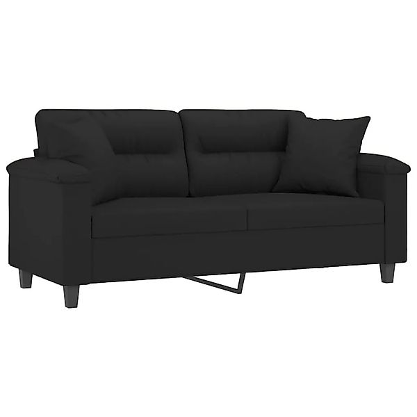 vidaXL 2-Sitzer-Sofa mit Kissen Schwarz 140 cm Mikrofasergewebe 3200974 günstig online kaufen