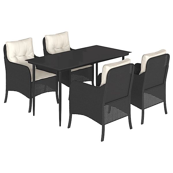 vidaXL 5-Tlg Garten-Essgruppe mit Kissen Schwarz Poly Rattan 3211908 günstig online kaufen