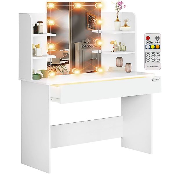 Schminktisch Lucia Weiß 140x110x40cm mit LED günstig online kaufen