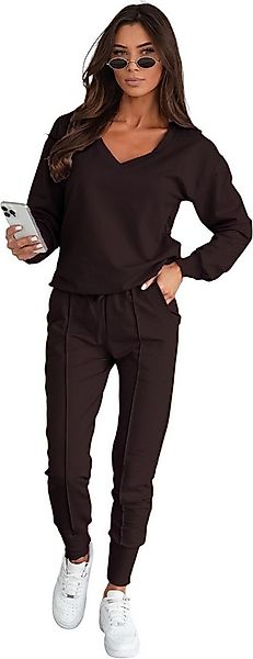 EloModa Jogginganzug Damen Jogginganzug Freizeitanzug mit Sweatshirt Baumwo günstig online kaufen
