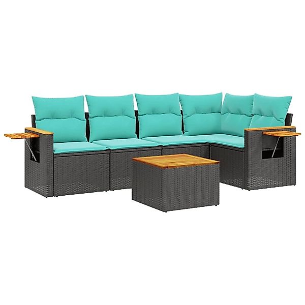 vidaXL 6-Tlg Garten-Sofagarnitur mit Kissen Schwarz Poly Rattan 3226792 günstig online kaufen