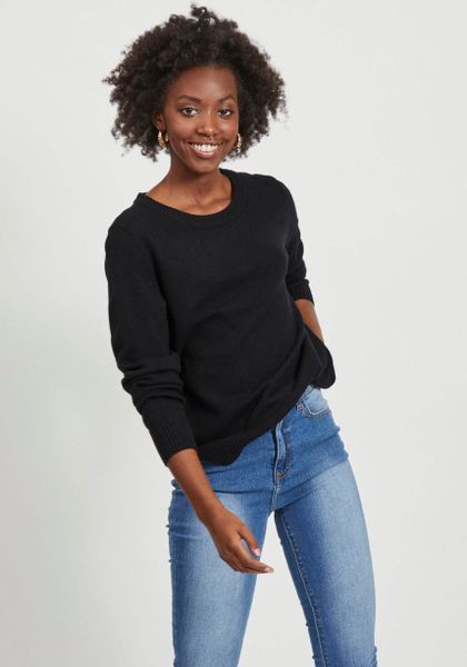 Vila Rundhalspullover "VIRIL-O-PULLI" Feinstrick mit feinen Strickdetails günstig online kaufen
