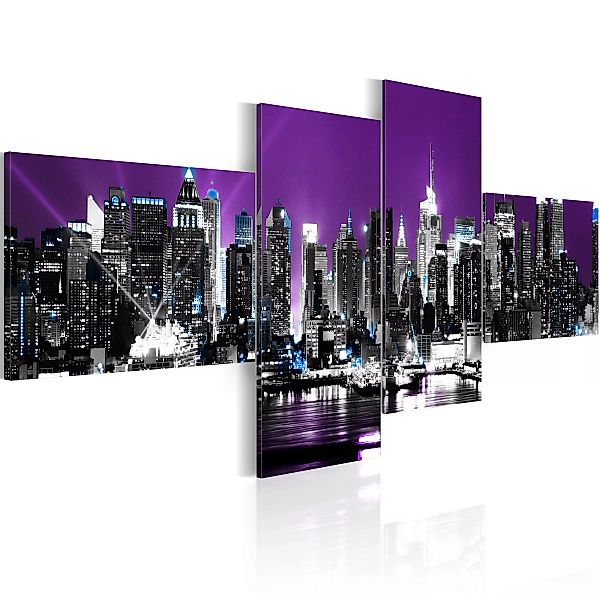 Wandbild - Violetter Himmel Über New York City günstig online kaufen
