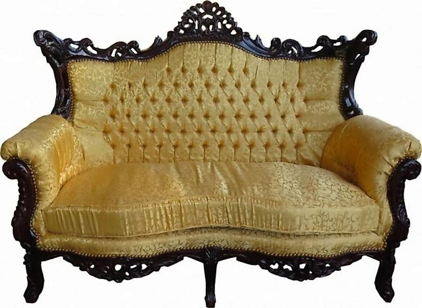 Casa Padrino 2-Sitzer Barock 2-er Sofa Master Gold Muster / Mahagoni Braun günstig online kaufen