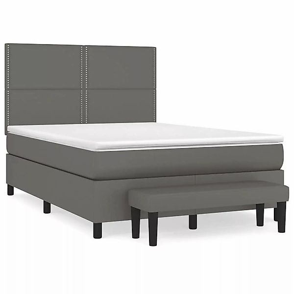 vidaXL Boxspringbett mit Matratze Grau 140x200 cm Kunstleder1469672 günstig online kaufen