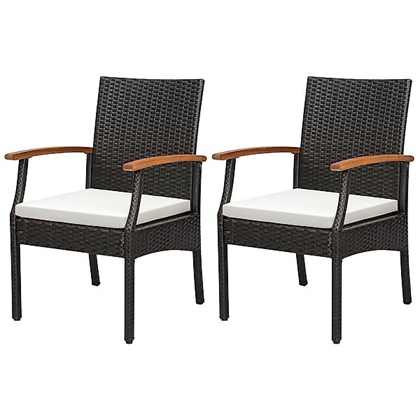 COSTWAY Gartenstuhl, 2er Set, Rattan, Akazie, günstig online kaufen