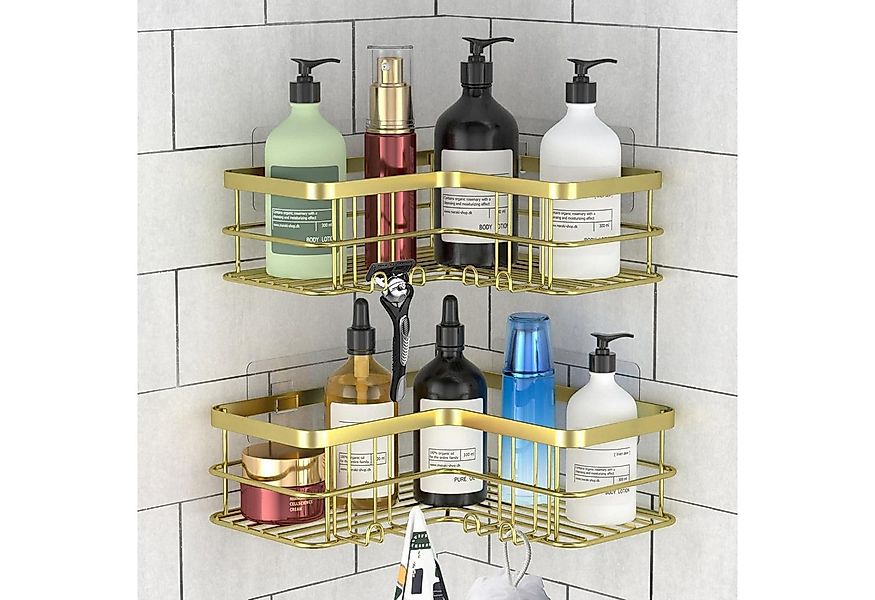 LuxusKollektion Badaccessoire-Set Duschablage ohne Bohren 2 Stück Ecke Hake günstig online kaufen