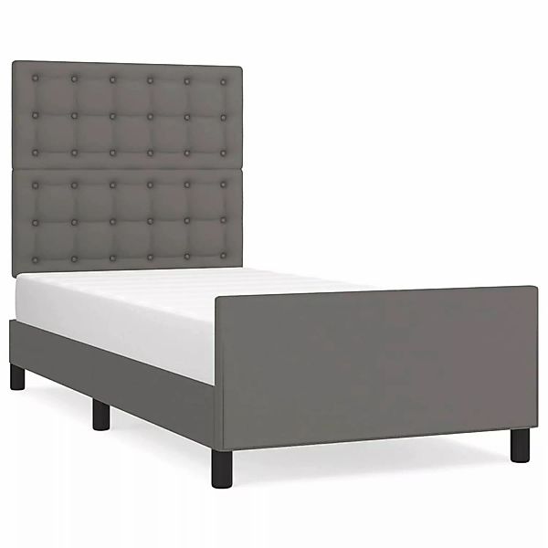 vidaXL Bettgestell mit Kopfteil Grau 90x190 cm Kunstleder Modell 21359458 günstig online kaufen