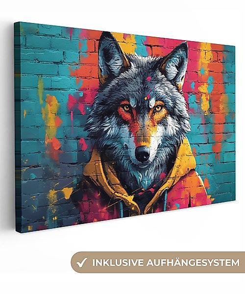 OneMillionCanvasses® Leinwandbild Graffiti - Wolf - günstig online kaufen