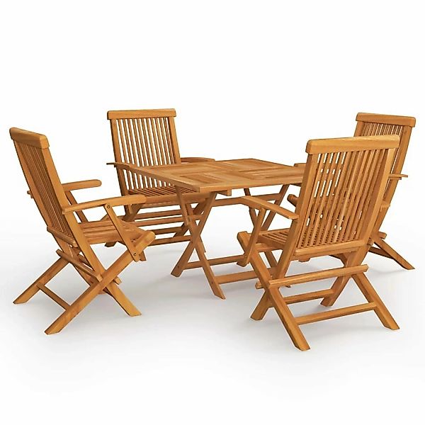 5-tlg. Garten-essgruppe Massivholz Teak günstig online kaufen