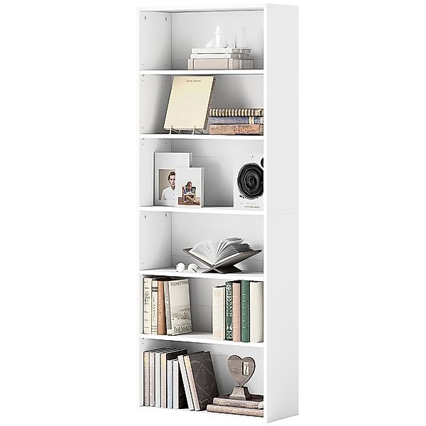 HOMCOM Bücherregal, Standregal mit 5 Ebenen, Aufbewahrungsregal mit Verstel günstig online kaufen