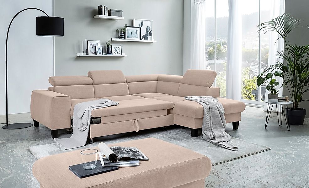 COTTA Ecksofa "Morven L-Form mit Kopfteilverstellung", wahlweise mit Bettfu günstig online kaufen