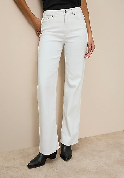 Tamaris Weite Jeans hohe Leibhöhe, langer Schnitt, mit Knopf-Applikationen günstig online kaufen