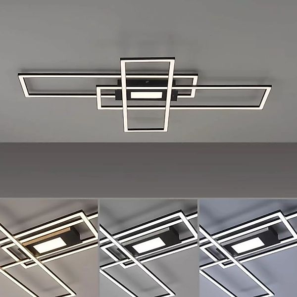 LED Deckenleuchte Asmin in Schwarz 4x 11,5W 5500lm günstig online kaufen
