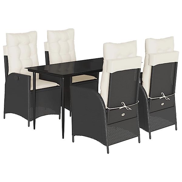 vidaXL 5-Tlg Garten-Essgruppe mit Kissen Schwarz Poly Rattan 3213157 günstig online kaufen