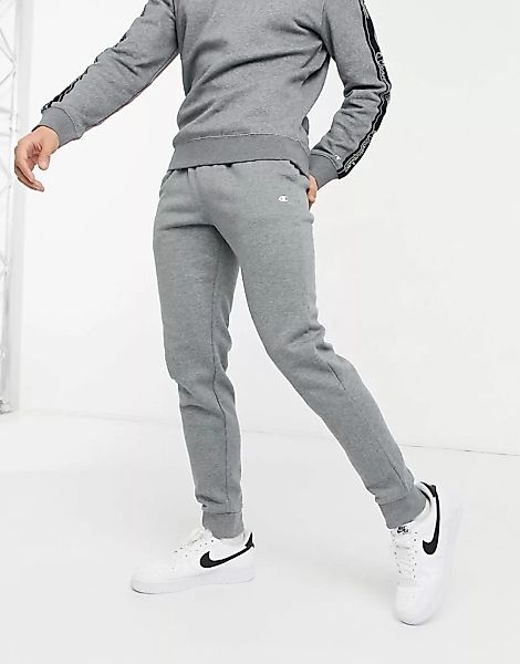 Champion – Jogginghose mit engen Bündchen und kleinem Logo in Grau günstig online kaufen