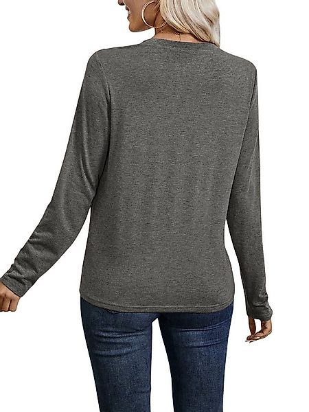 PYLIKE Langarmshirt Damen Winter Longsleeve Shirt Lockere Tops mit Goldener günstig online kaufen