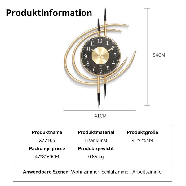 DOPWii Wanduhr Leichte Luxus-Wanduhr 54x41x4 cm, günstig online kaufen