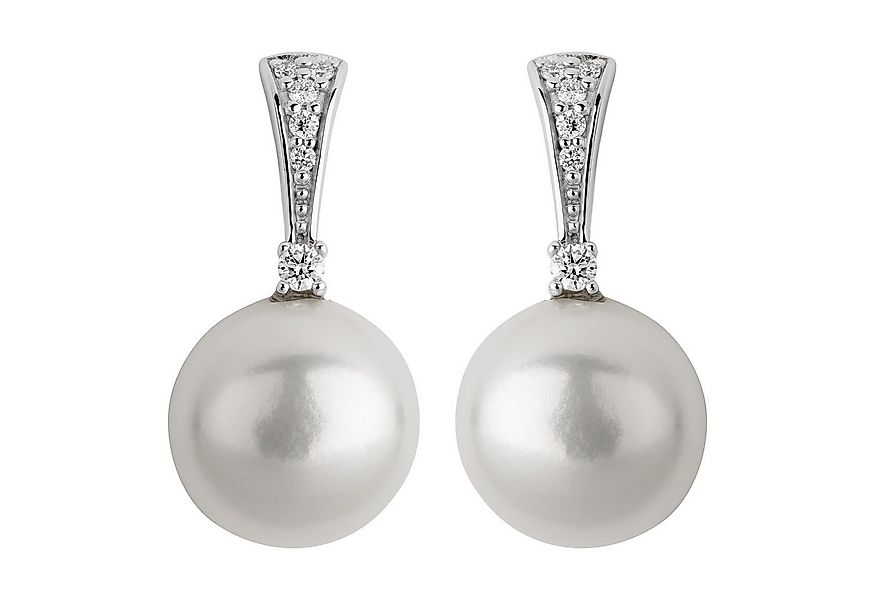 Orolino Paar Ohrstecker Gold 585 mit 2 weißen Perlen und 12 Brillanten zus. günstig online kaufen