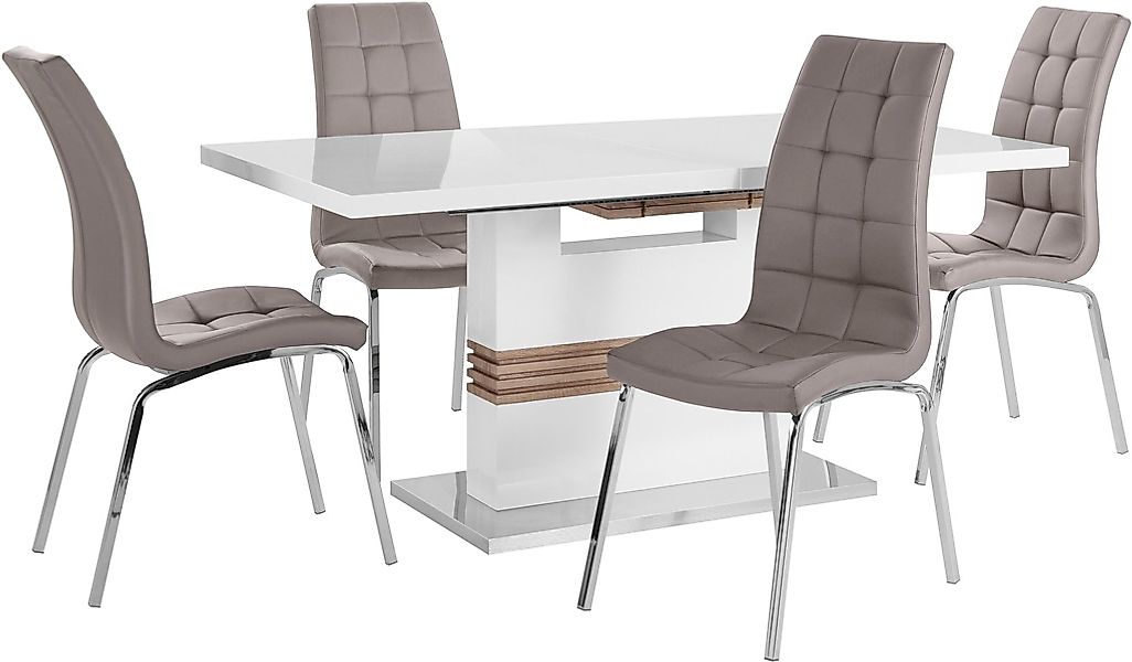 INOSIGN Essgruppe "Perez/Lila", (Set, 5 tlg.), mit 4 Stühlen, Tisch auszieh günstig online kaufen