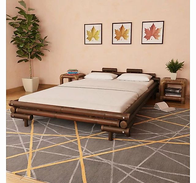 furnicato Bett Bettgestell Dunkelbraun Bambus 140×200 cm günstig online kaufen