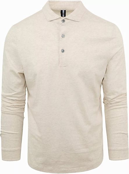 Profuomo Longsleeve Polo Beige Melange - Größe L günstig online kaufen